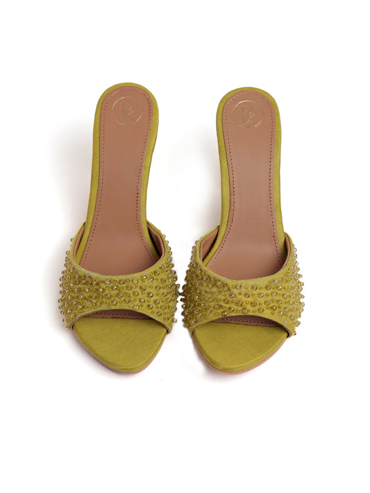 Olive Green Bead heels