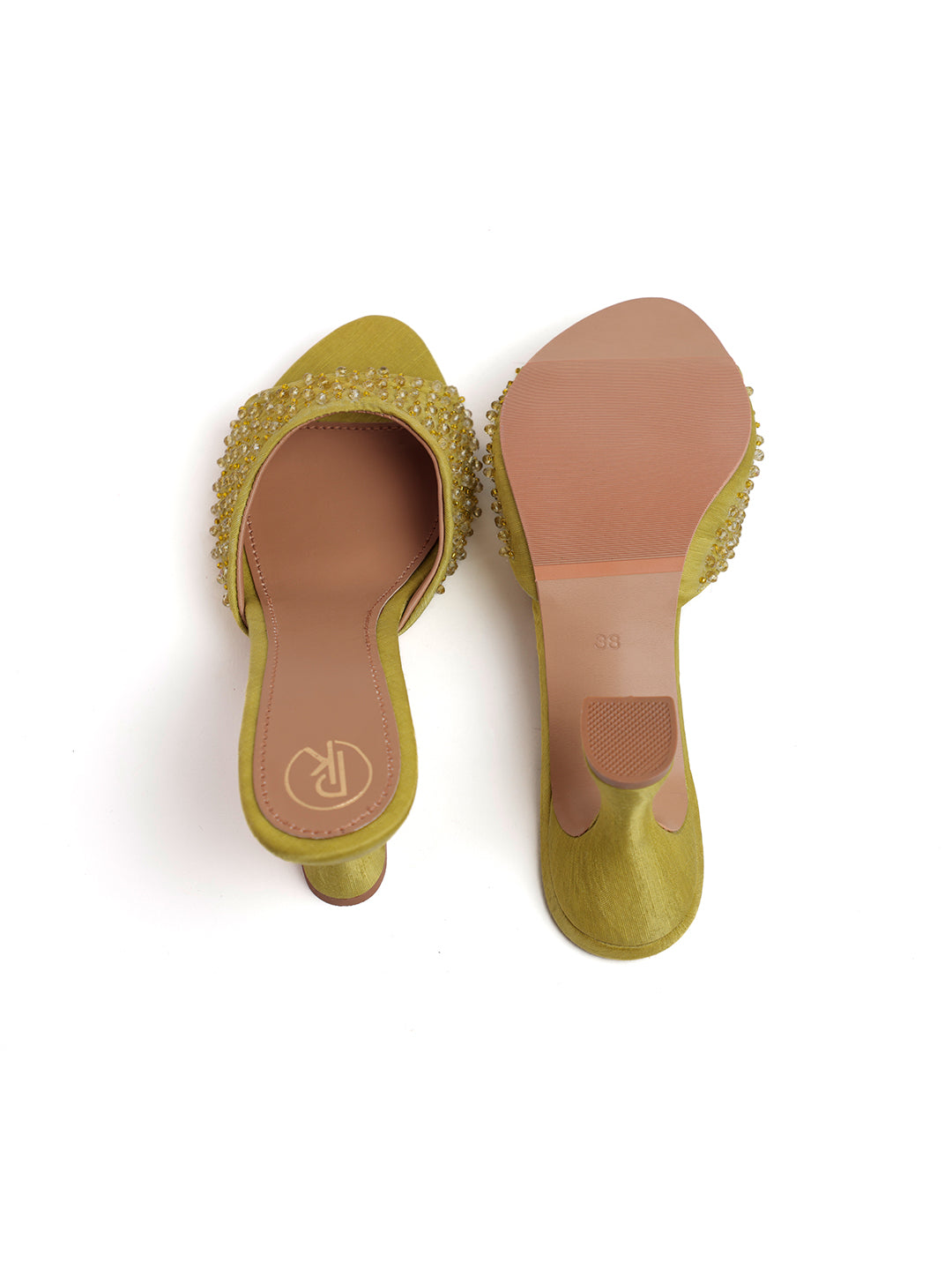 Olive Green Bead heels