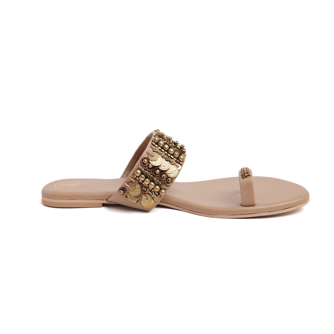 Tan Bohemian Thumb Flats