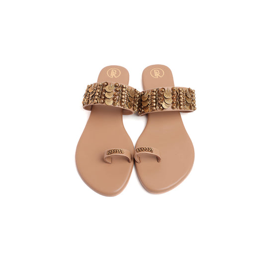 Tan Bohemian Thumb Flats