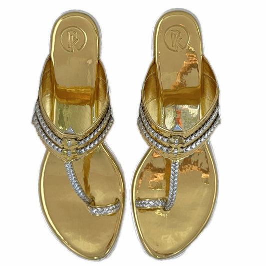 Gold & Silver Two Tone Kolhapuri Block Heels