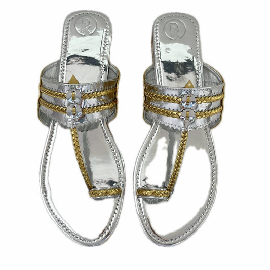 Silver Two Tone Kolhapuri Flats