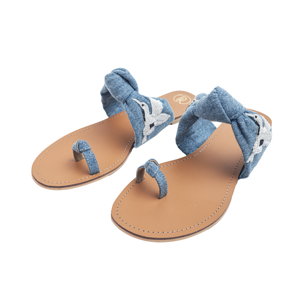 Denim Bird Flats