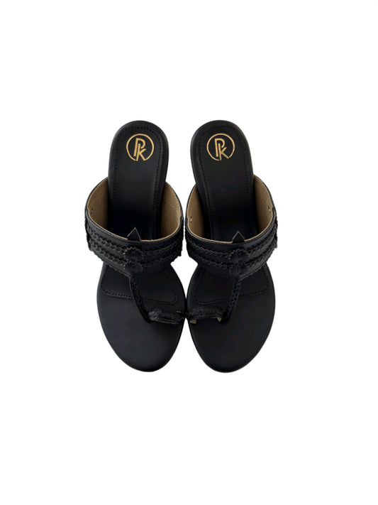 Black Plain Kolhapuri Heels