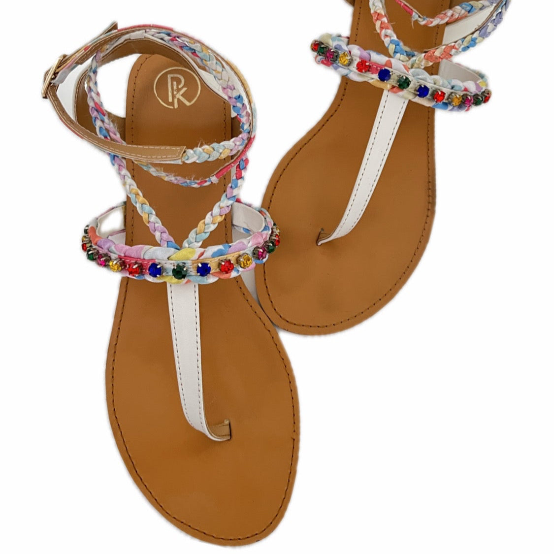 White Poppy T Strap Sandals