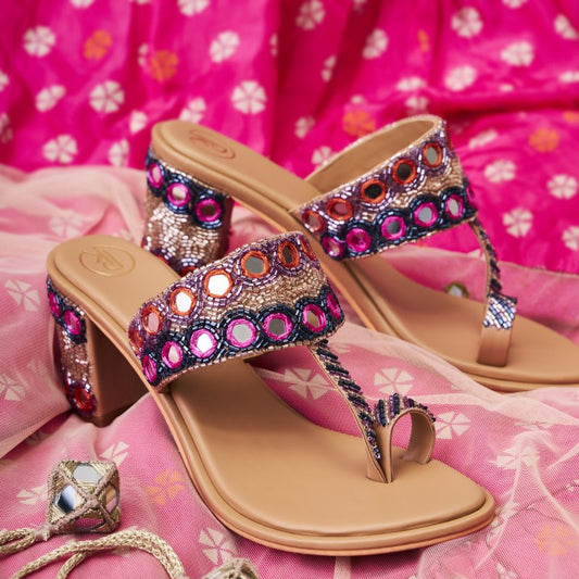 Shisha Multicolour Kolhapuri Block Heels