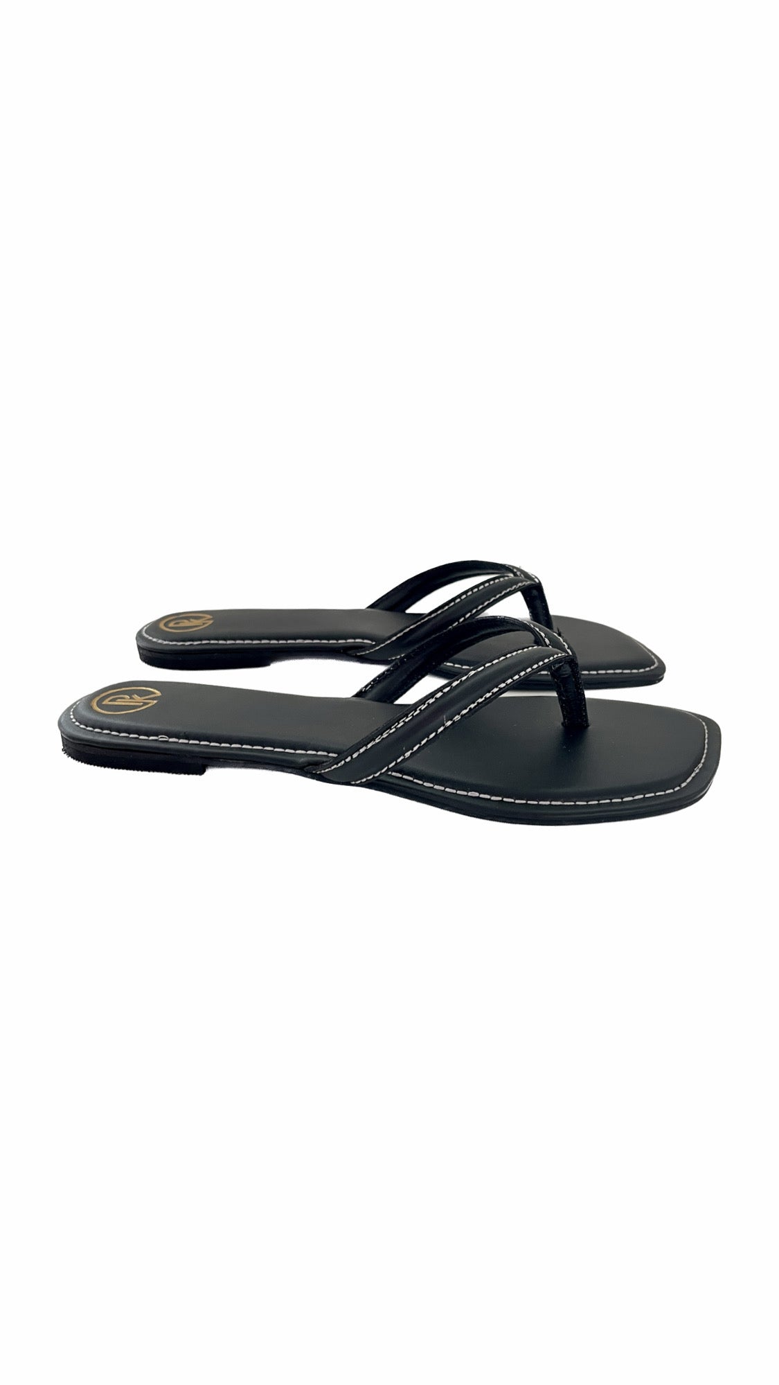 Tan V strap flats