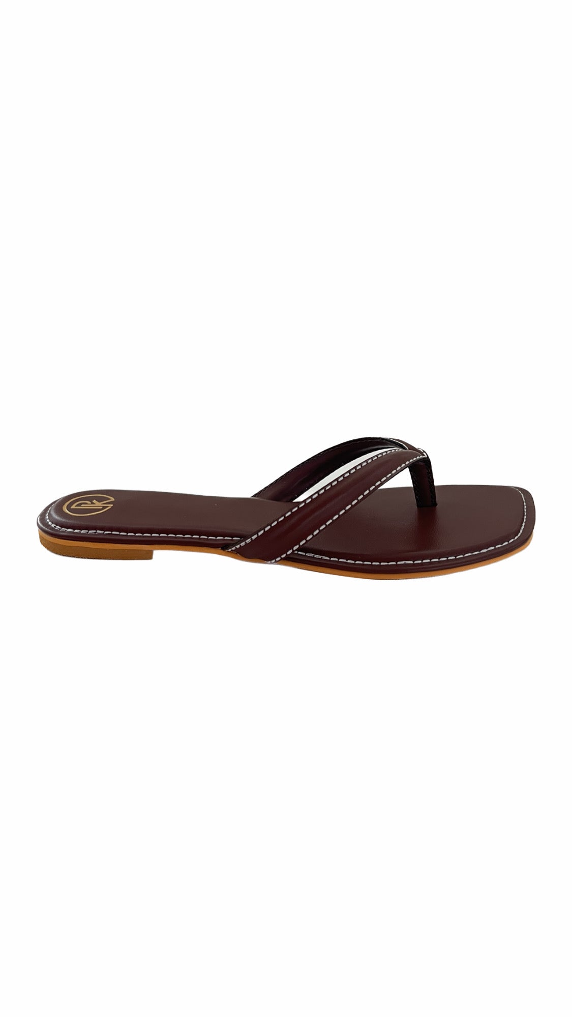 Tan V strap flats