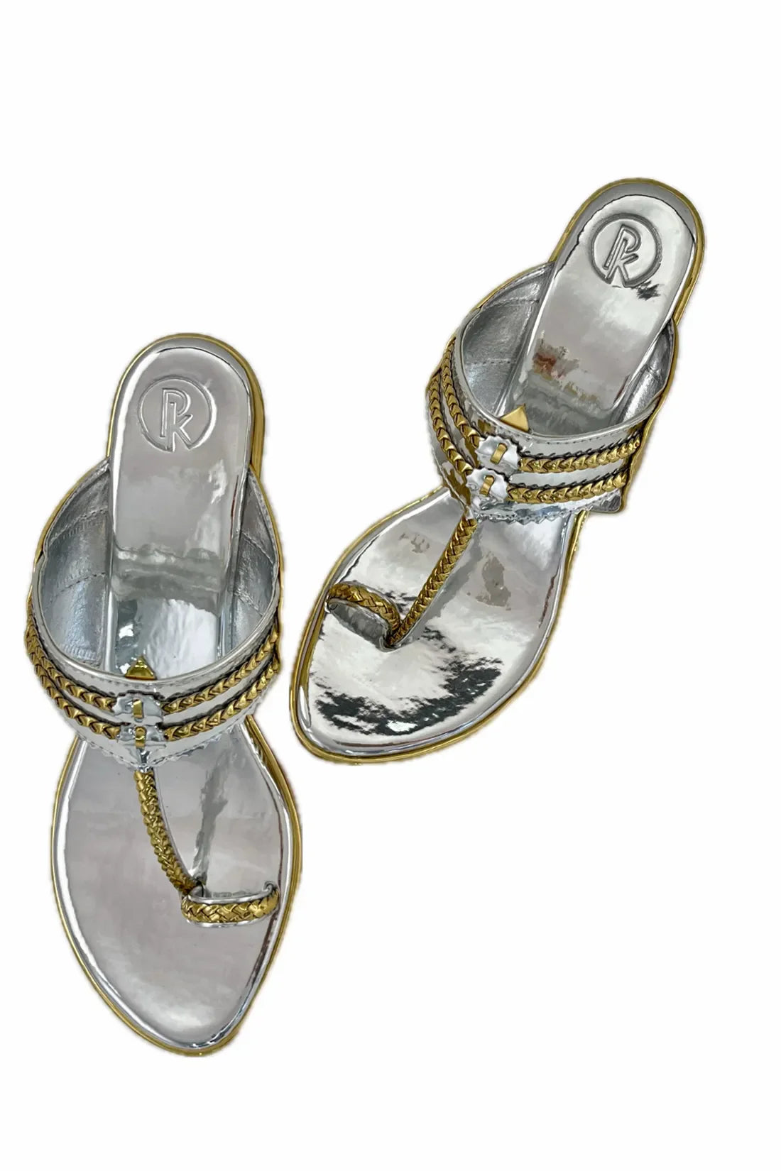 Silver Two Tone Kolhapuri Block Heels