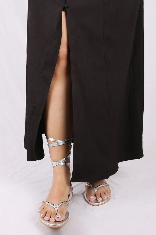 Silver Tieups Flats