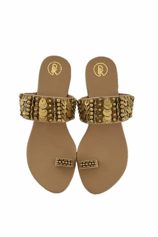 Tan Bohemian Thumb Flats