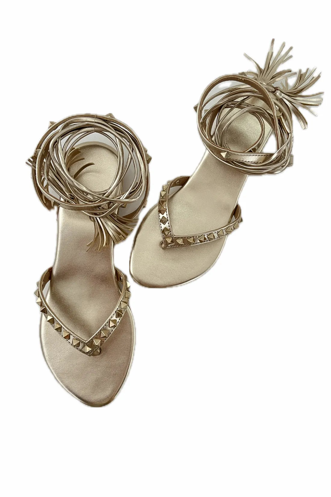 Gold Tie Up Flats
