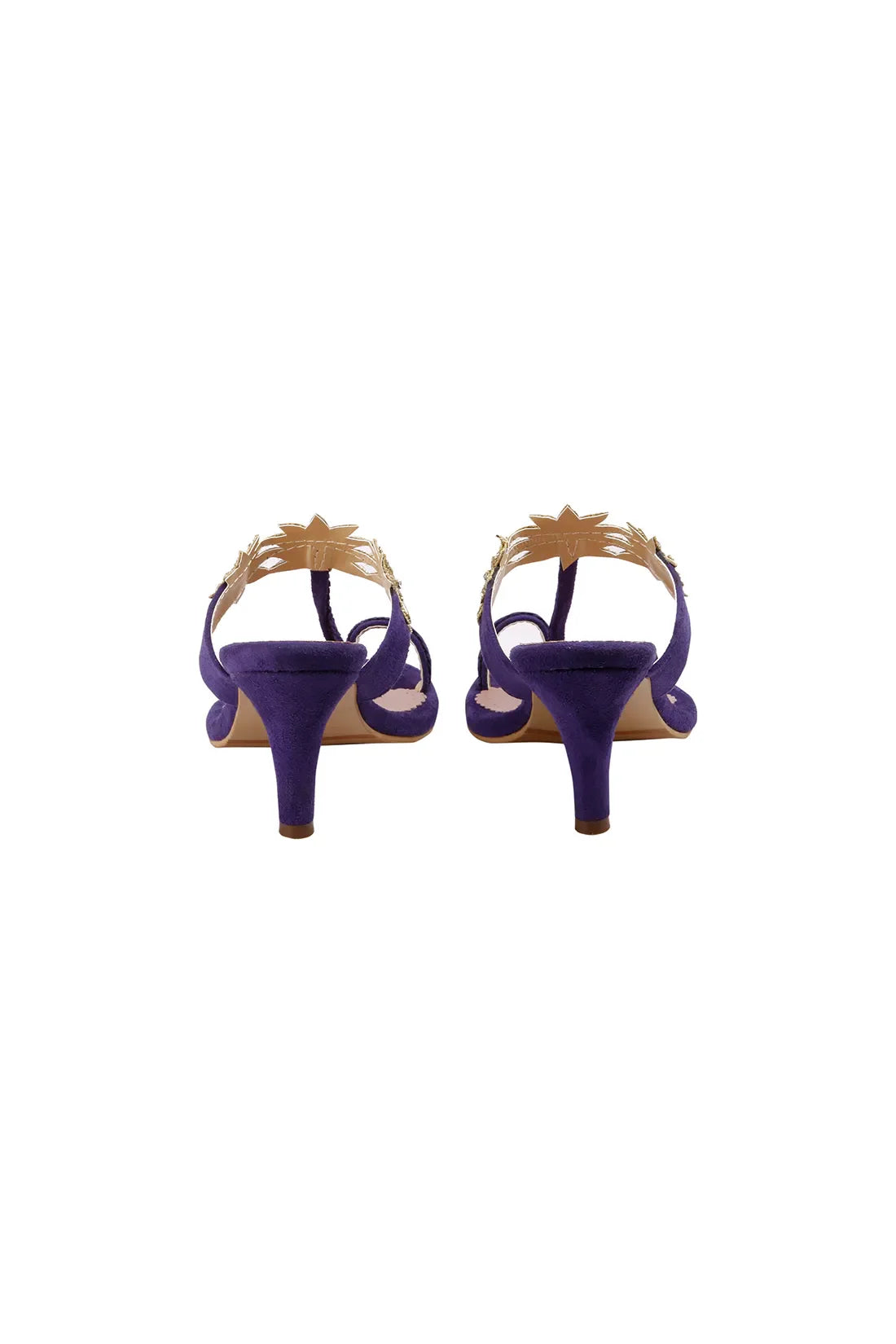 Purple Suede Lotus Kolhapuri Heels