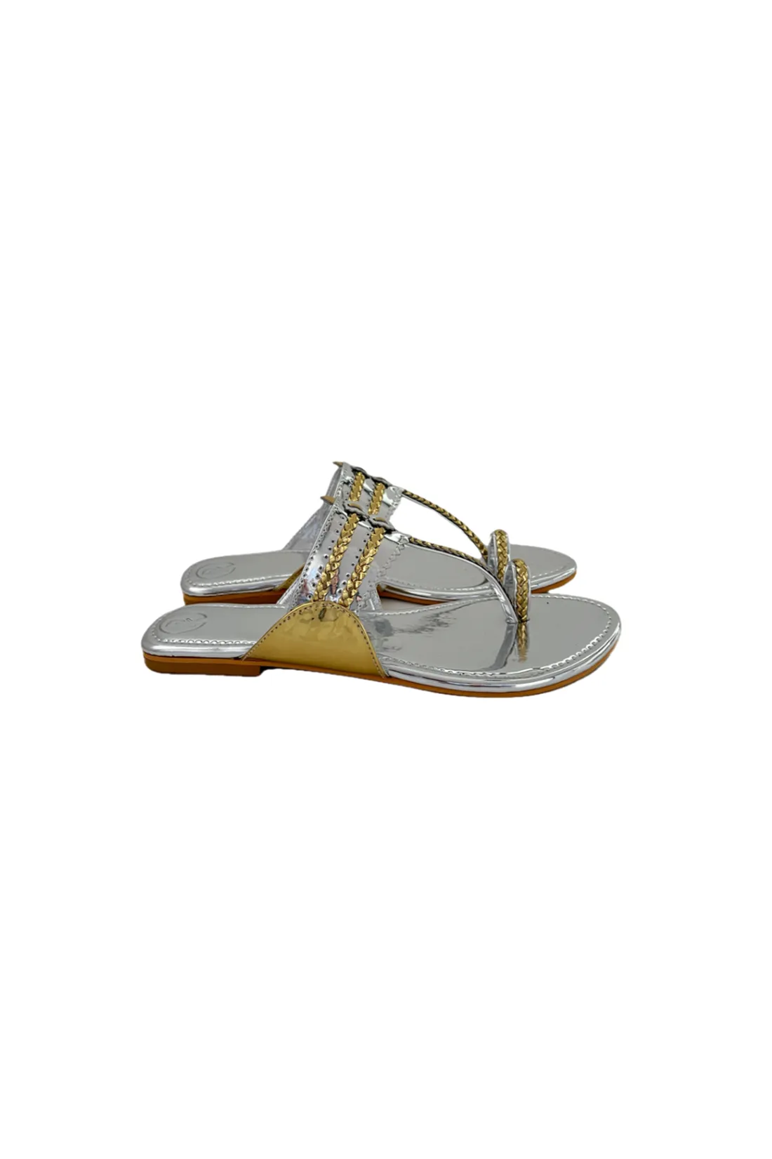Silver Two Tone Kolhapuri Flats