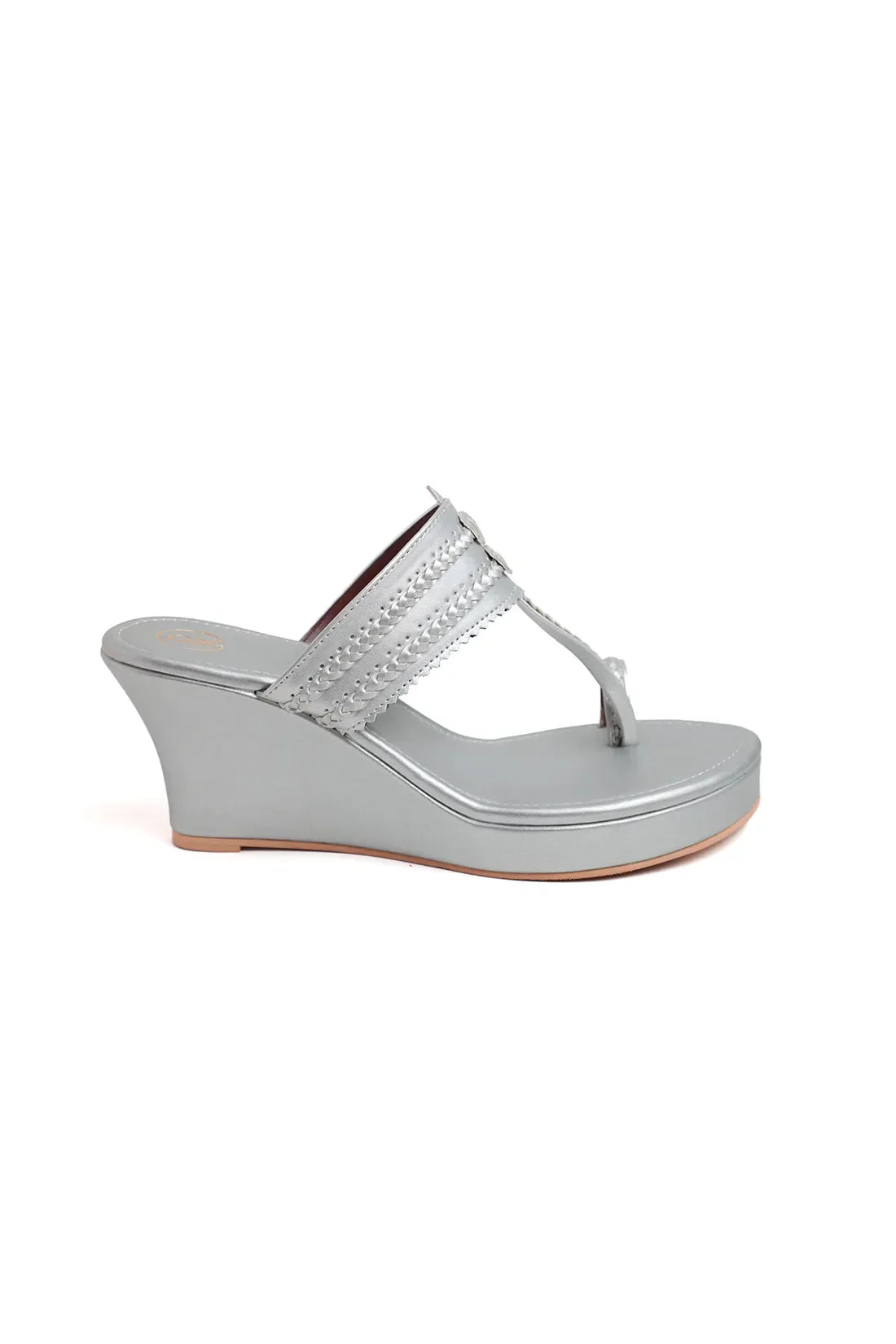 Dull Silver Kolhapuri Wedges