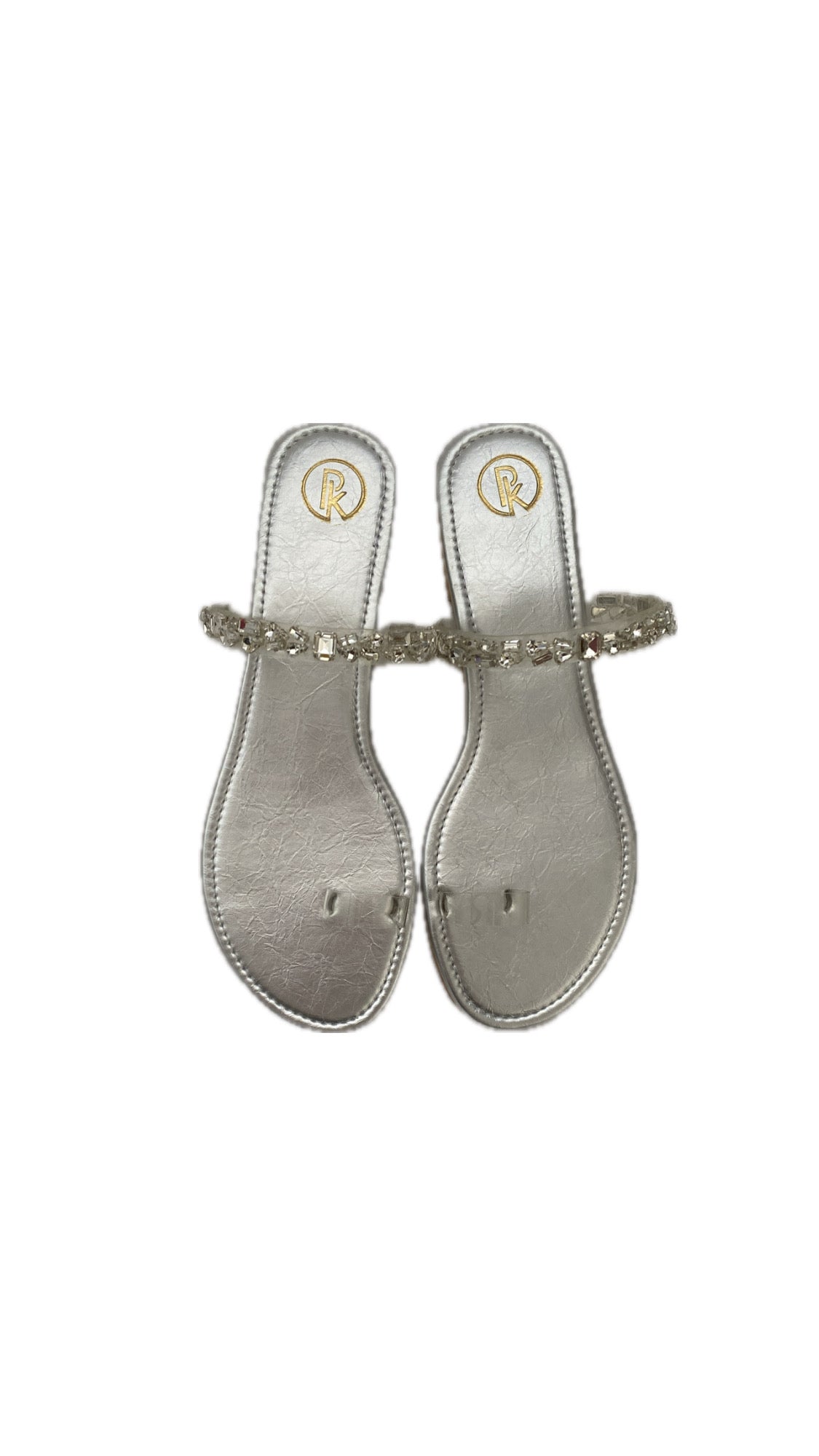 Silver Embellished Thumb Flats