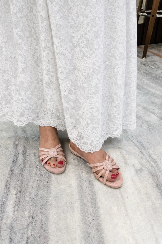 Blush - Embroidered Flats