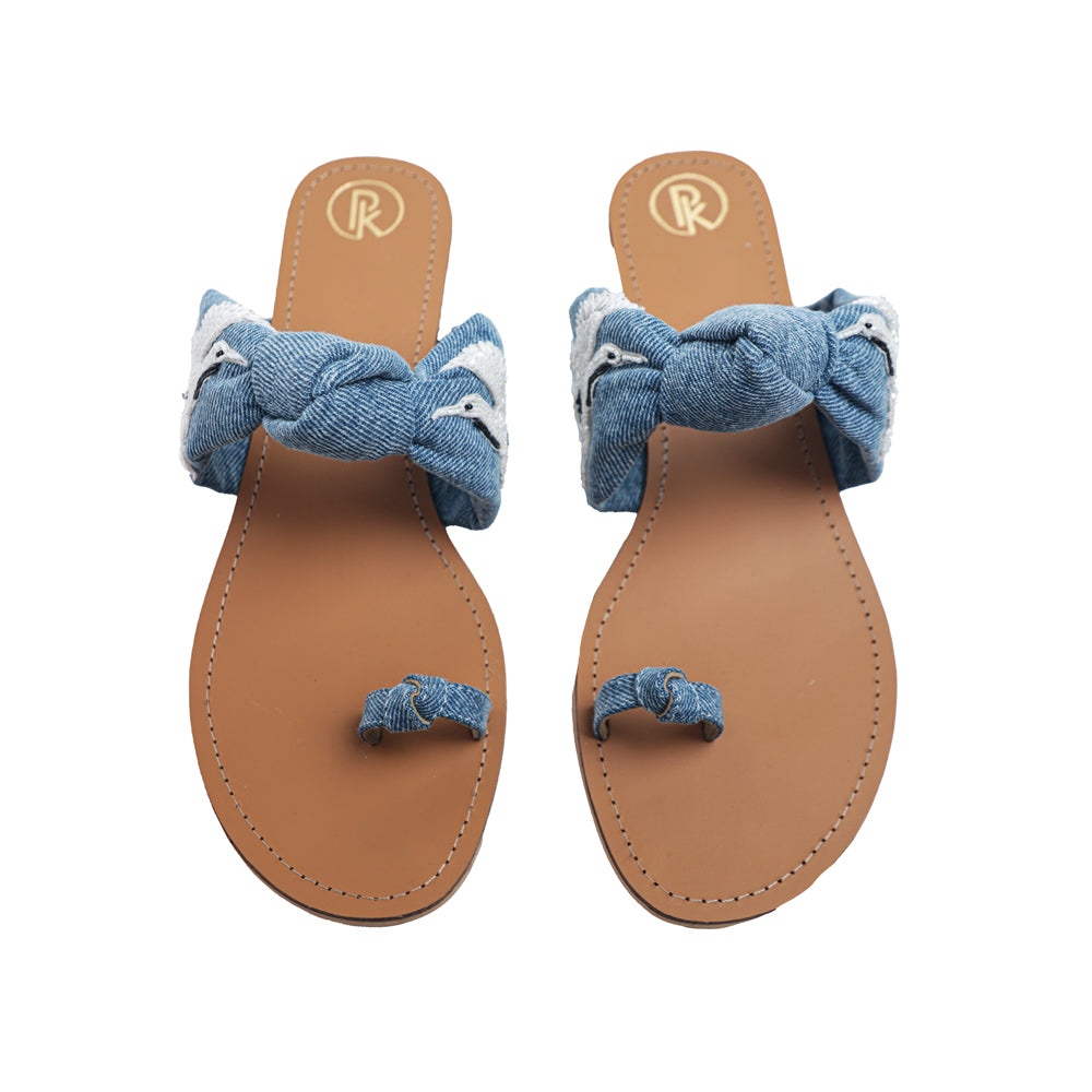 Denim Bird Flats