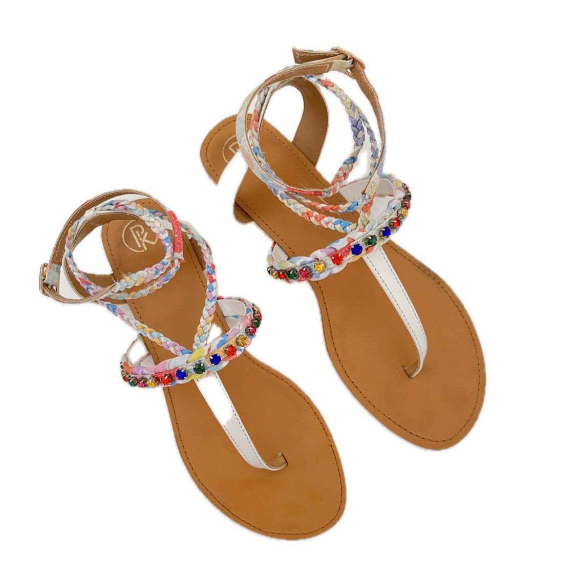 White Poppy T Strap Sandals
