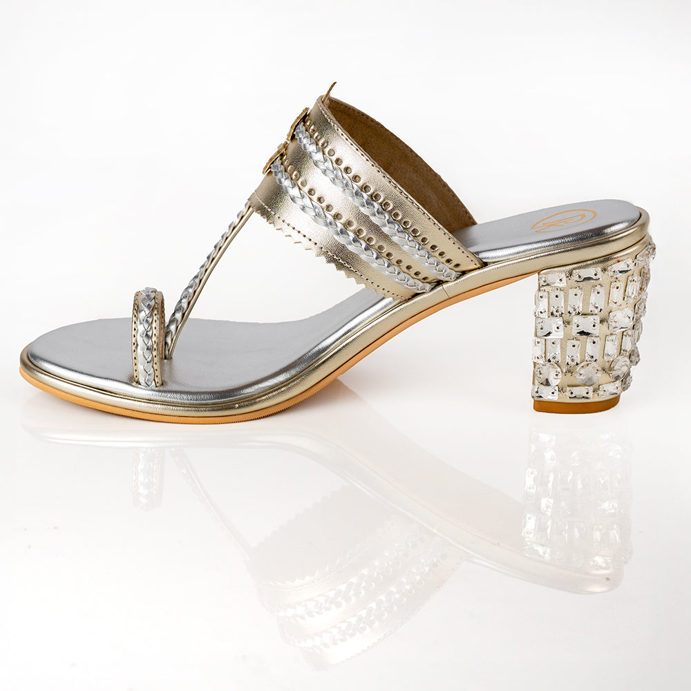 Gold & Silver two tone Embellished Heels