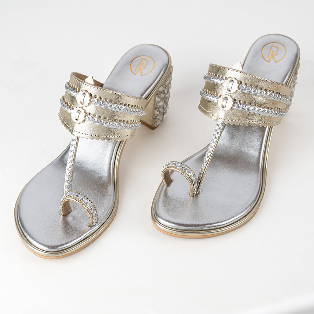 Gold & Silver two tone Embellished Heels