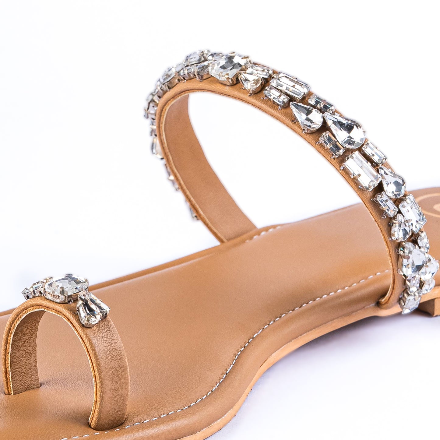 Tan Embellished Thumb Flats