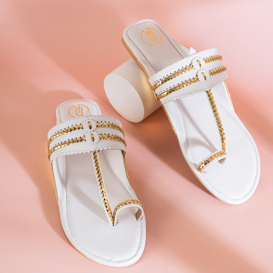 Two Tone Kolhapuri Flats