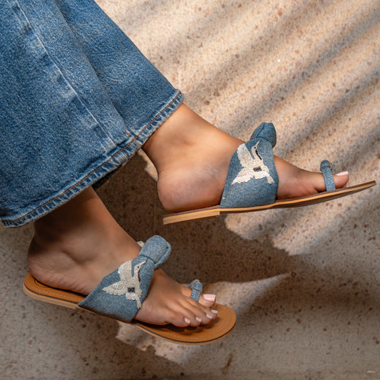 Denim Bird Flats