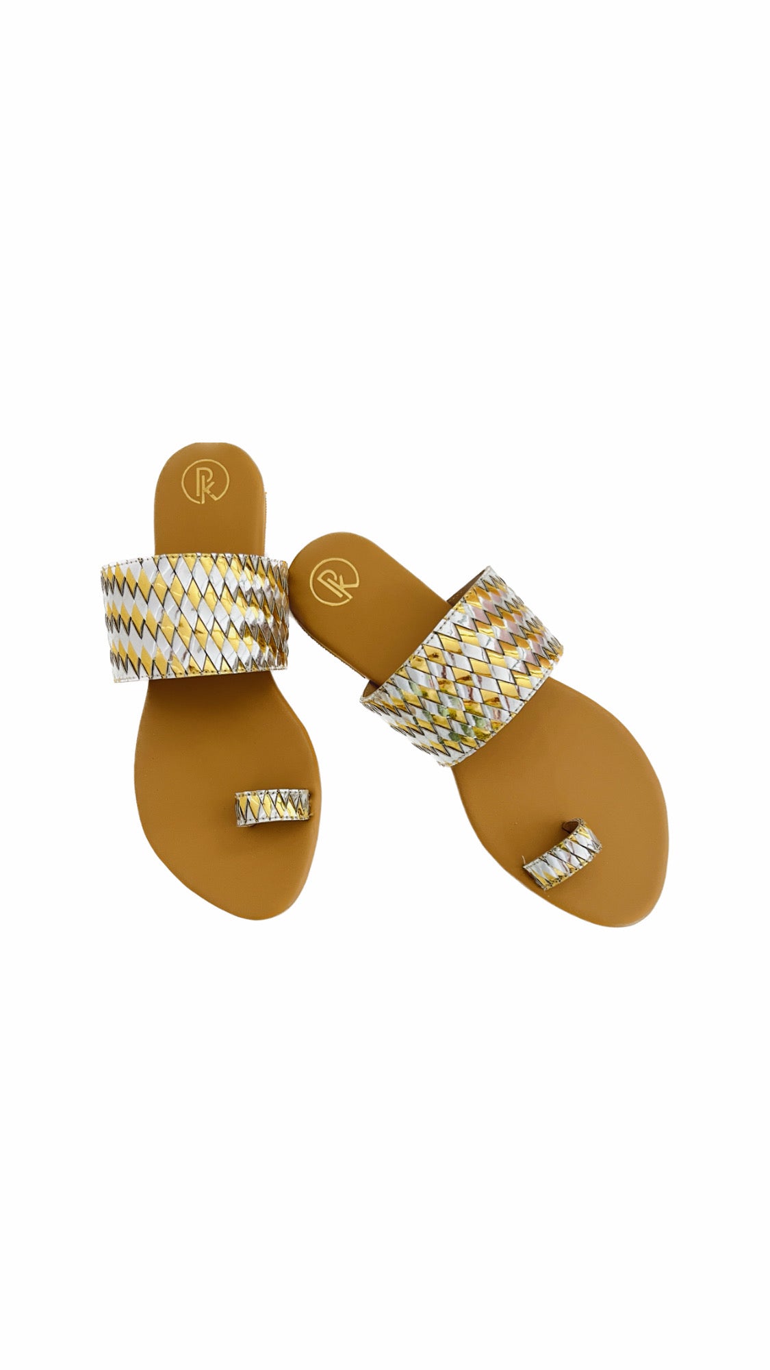 Silver & Gold criss cross flats