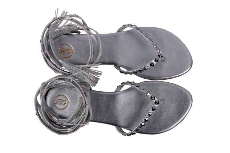 Silver Tieups Flats