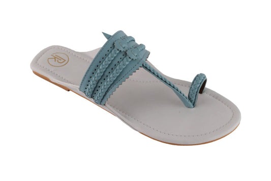 Blue Color Block Kolhapuri