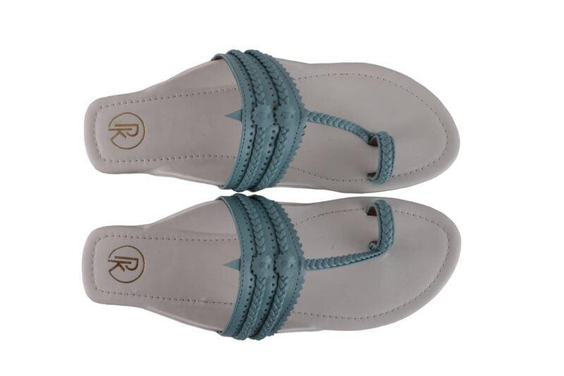 Blue Color Block Kolhapuri