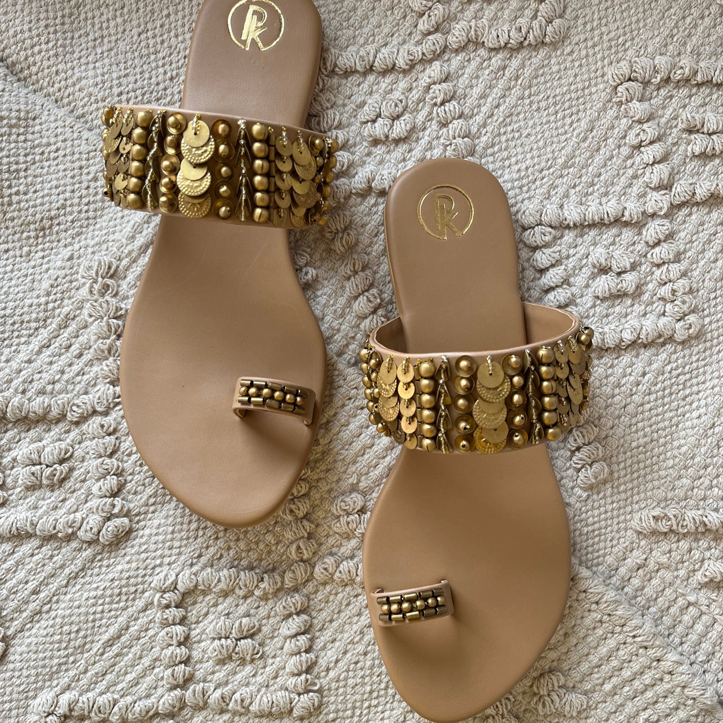 Tan Bohemian Thumb Flats