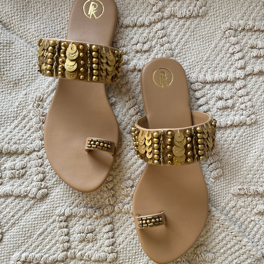 Tan Bohemian Thumb Flats