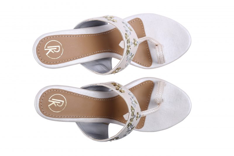 Ivory Mukaish Kolhapuri Heels