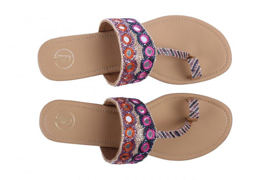 Shisha Multicolour Kolhapuri Flats