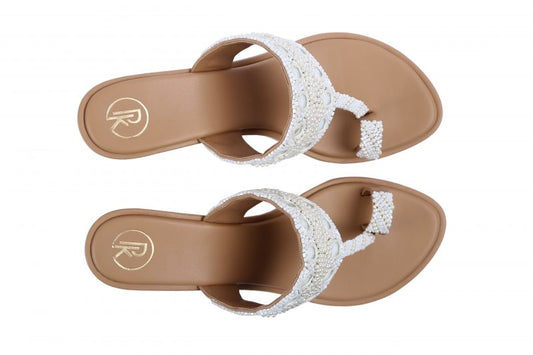 Sheesha Cream Kolhapuri Block Heels