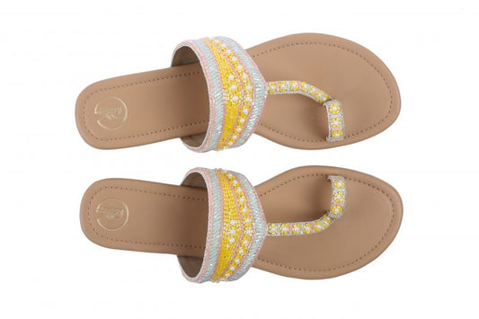 Pastel Cutdana Kolhapuri Flats