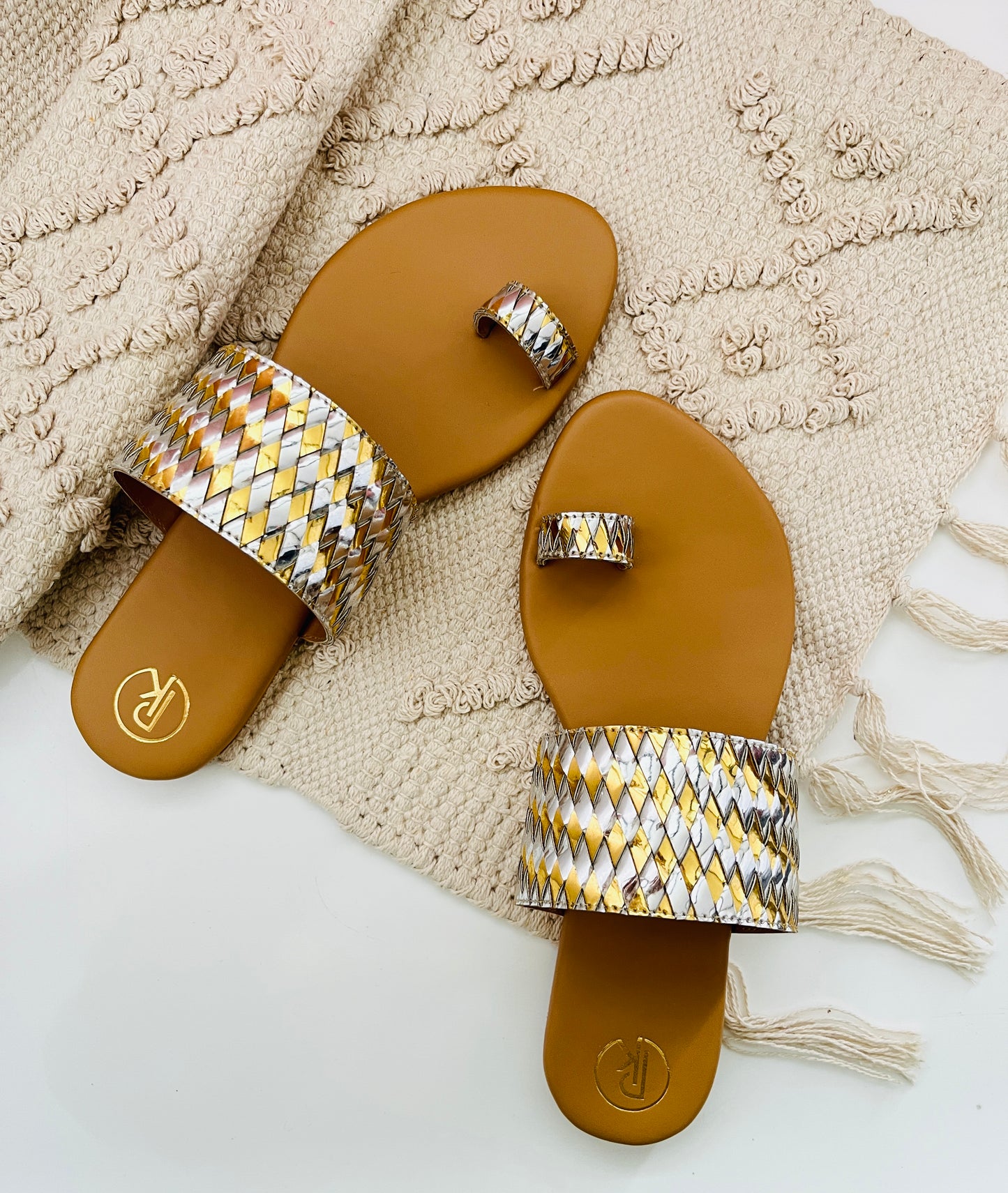 Silver & Gold criss cross flats