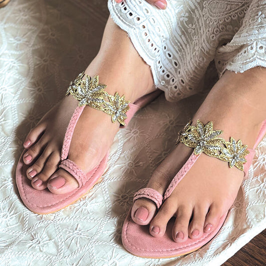 Suede Lotus Kolhapuri Flats