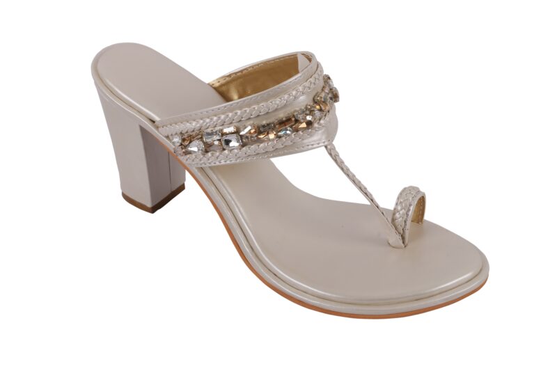 Ivory Enbellished Block Heels