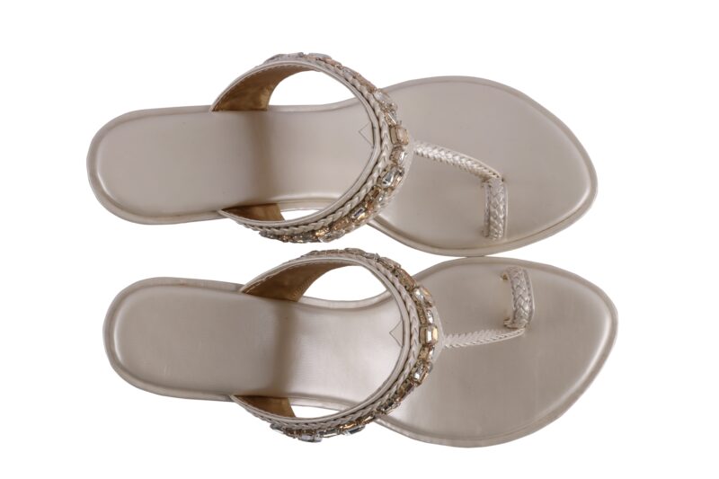 Ivory Enbellished Block Heels