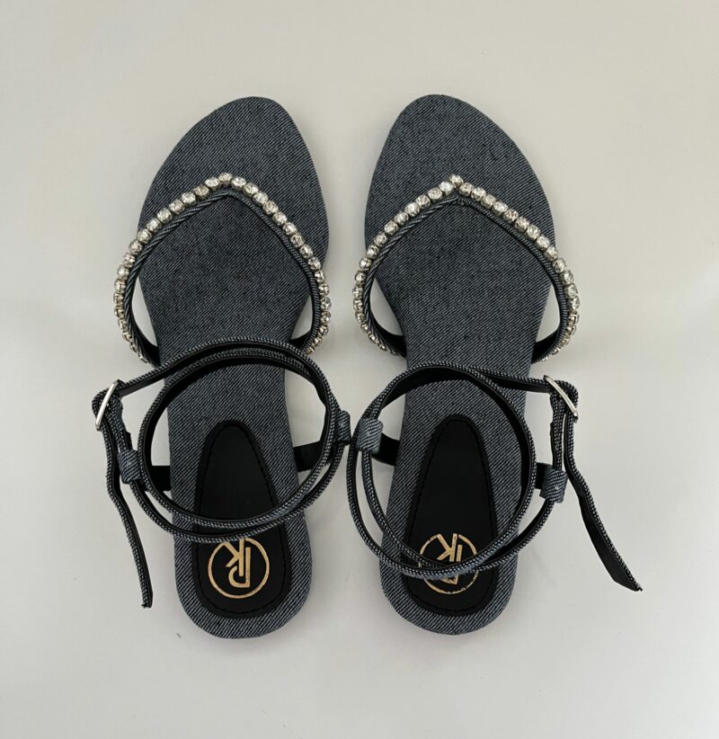 DENIM V STRAP SANDALS