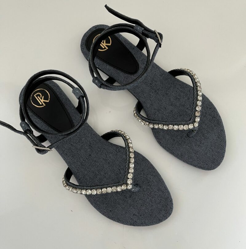 DENIM V STRAP SANDALS