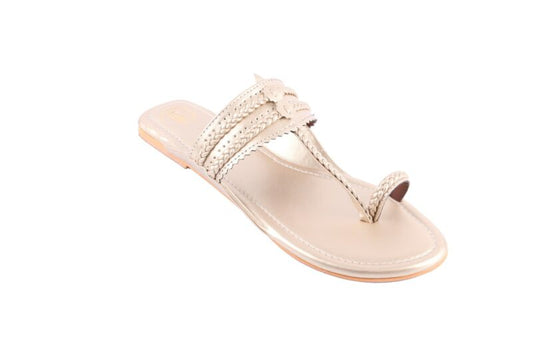 Dull Gold Kolhapuri Flats