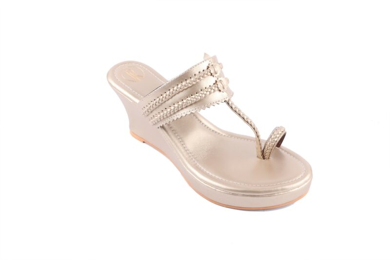 Dull Gold Kolhapuri Wedges