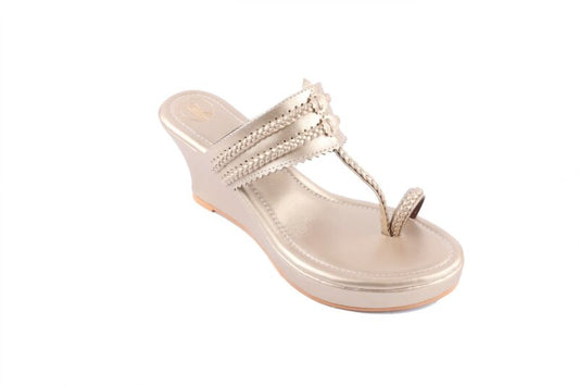 Dull Gold Kolhapuri Wedges