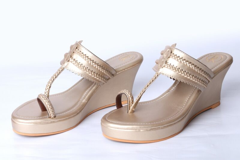 Dull Gold Kolhapuri Wedges