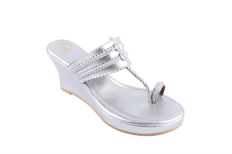 Dull Silver Kolhapuri Wedges