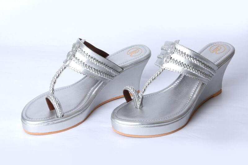 Dull Silver Kolhapuri Wedges